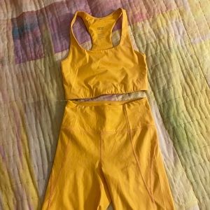 Girlfriend Collective golden yellow bike short & Paloma bra set